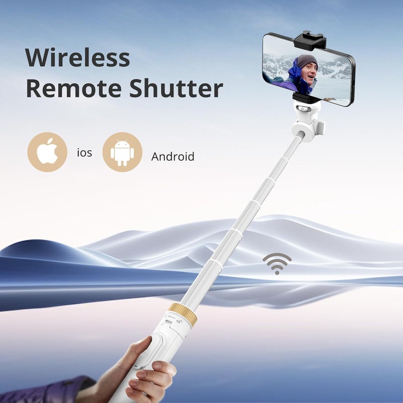 Sensyne حامل ثلاثي القوائم للهاتف 72 بوصة، قابل للتمديد لجهاز iPhone وعصا السيلفي مع حامل هاتف قابل للفصل وجهاز تحكم عن بعد لاسلكي، متوافق مع جميع الهواتف المحمولة والكاميرات (أبيض) - Image 2